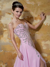 Rose Pink Empire Sweetheart Beading Celebrity Dress Made by Chiffon Inexpensive