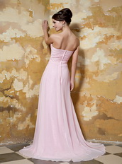 Empire Light Pink Chiffon Beaded Prom Dress With Sweethear Neckline Inexpensive