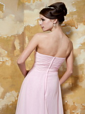 Empire Light Pink Chiffon Beaded Prom Dress With Sweethear Neckline Inexpensive