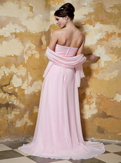 Empire Light Pink Chiffon Beaded Prom Dress With Sweethear Neckline Inexpensive