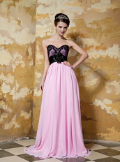 Sweetheart Pink and Black Prom Dress Quality With Low Price Inexpensive