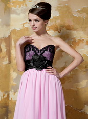 Sweetheart Pink and Black Prom Dress Quality With Low Price Inexpensive