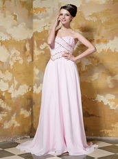 2014 Stylish Empire Sweetheart Chiffon Prom Dress Light Pink Inexpensive