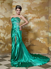 Green Strapless Side Split Sexy Prom Dress For Lady Wear Inexpensive