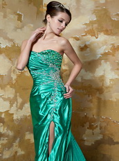 Green Strapless Side Split Sexy Prom Dress For Lady Wear Inexpensive