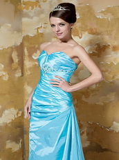 Sweetheart Floor-length Aqua Blue Taffeta Beading Party Dress Cheap Inexpensive