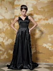 Black Column V-neck Sequins Different Prom Dresses For Celebrity Wear Inexpensive