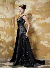 Black Column V-neck Sequins Different Prom Dresses For Celebrity Wear Inexpensive