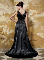 Black Column V-neck Sequins Different Prom Dresses For Celebrity Wear Inexpensive