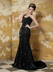 Black Sweetheart Beadings Emberllishments Formal Evening Dress Elegant Inexpensive