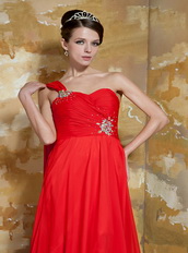 Top Seller One Shoulder Watteau Train Prom Dress By Red Chiffon Inexpensive