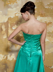 Spring Green Taffta Side Split Prom Dress With Printed Fabric Inside Inexpensive
