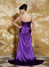 Purple Strapless Leopard Printed Fabric Inside Beaded Party Dresses Inexpensive