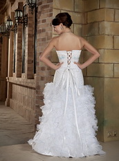 Custom Made Sweetheart Floor-length White Prom Dress With Blue Decorate Inexpensive