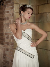 Column Sweetheart Court Train Chiffon Cache Prom Dress Designer Inexpensive