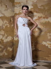 Column Strapless White Chiffon Prom Cheap Dress Illinois Stores Inexpensive