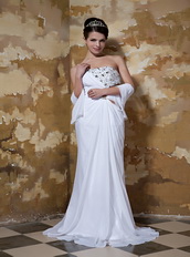 Column Strapless White Chiffon Prom Cheap Dress Illinois Stores Inexpensive