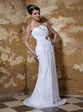 Column Strapless White Chiffon Prom Cheap Dress Illinois Stores Inexpensive