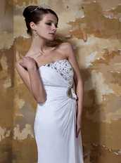 Column Strapless White Chiffon Prom Cheap Dress Illinois Stores Inexpensive