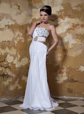 Column Strapless White Chiffon Prom Cheap Dress Illinois Stores Inexpensive