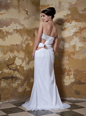 Column Strapless White Chiffon Prom Cheap Dress Illinois Stores Inexpensive