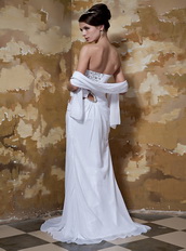 Column Strapless White Chiffon Prom Cheap Dress Illinois Stores Inexpensive