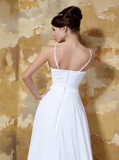 Sexy Spaghetti Straps White Chiffon Prom Formal Evening Dresses Inexpensive