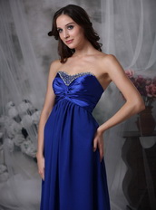 Empire Waist Maternity Prom Dress Royal Blue Chiffon Inexpensive