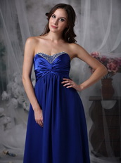 Empire Waist Maternity Prom Dress Royal Blue Chiffon Inexpensive