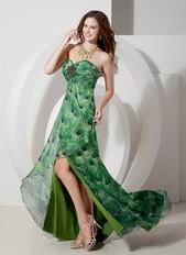 Unique Sweetheart Peafowl Printed 2014 Best Prom Dress