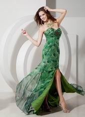 Unique Sweetheart Peafowl Printed 2014 Best Prom Dress