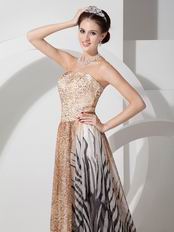 2014 New Arrival Leopard With Zebra Special Fabric Prom Dress