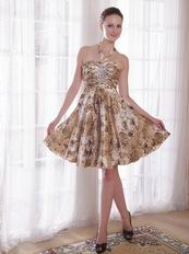 Sexy Halter Knee-length Printed Short Prom Dress For Girl