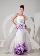 Elegant Sweetheart Ruched White Printed Dress For Prom Wear