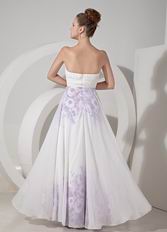 Elegant Sweetheart Ruched White Printed Dress For Prom Wear