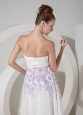 Elegant Sweetheart Ruched White Printed Dress For Prom Wear