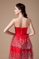 Sequined Red Short Dress For 2014 Spring Prom Party