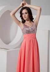 Best Straps Watermelon 2014 Prom Dress With Sequin Bodice