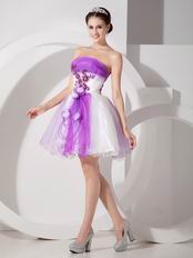 Strapless Rose Appliques Decorate Mini-length Prom Dress Gradient Colored Design