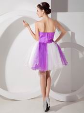 Strapless Rose Appliques Decorate Mini-length Prom Dress Gradient Colored Design