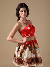 Colorful Sweetheart Printed Sweet Sixteen Prom Dress For Girl