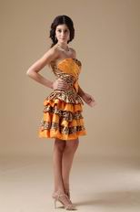 Sun Orange Sweet 16 Dress With Leopard Fabric Decorate