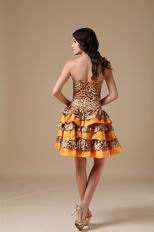 Sun Orange Sweet 16 Dress With Leopard Fabric Decorate