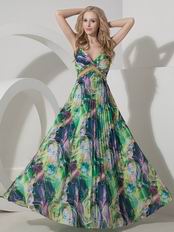 Sexy Halter Top Printed Fabric Crystals Prom Dress 2014