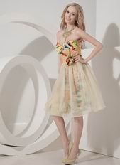Colorful A-line Sweetheart Bowknot Printed Sweet Sixteen Dress