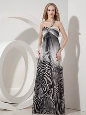 Printed Black And White Zebra Split Chiffon Skirt 2014 Prom Dress