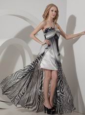 Printed Black And White Zebra Split Chiffon Skirt 2014 Prom Dress