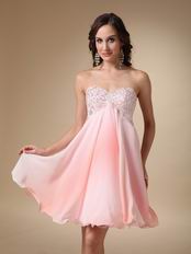 Fading Chiffon Fabric Sweetheart Cute Short Prom Dress