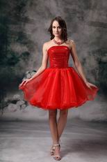 Sequin Bodice Mini-length Scarlet Organza Sweet 16 Dress