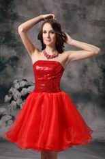 Sequin Bodice Mini-length Scarlet Organza Sweet 16 Dress